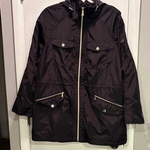 MICHAEL Michael Kors Black Hooded Utility Jacket for spring or fall.